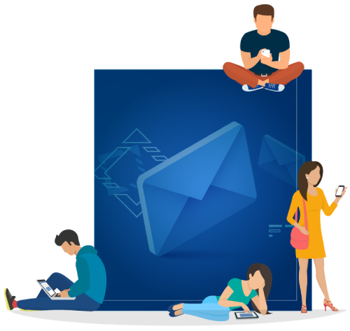 cotação seguro viagem internacional Ilustração com ícones representando contato, incluindo um telefone e envelope, usada na página de contato da ITA Seguro Viagem.
